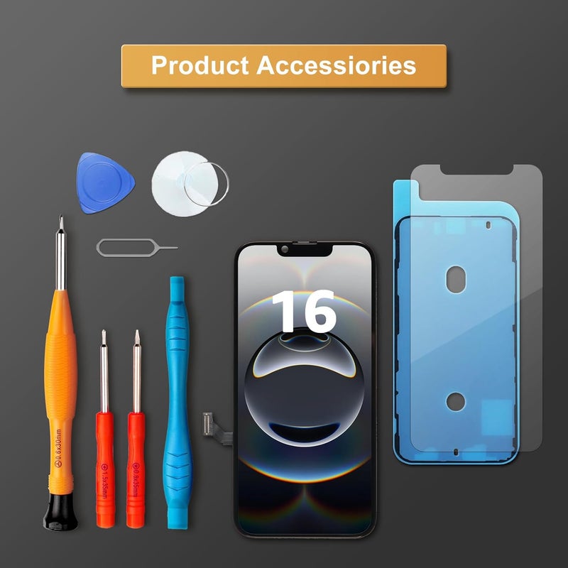 LL TRADER Screen Replacement for iPhone 16e 6.1" LCD Retina FHD Display COF Touch Screen Digitizer with Repair Tool Kits, Waterproof Tape, Screen Protector - Image 5